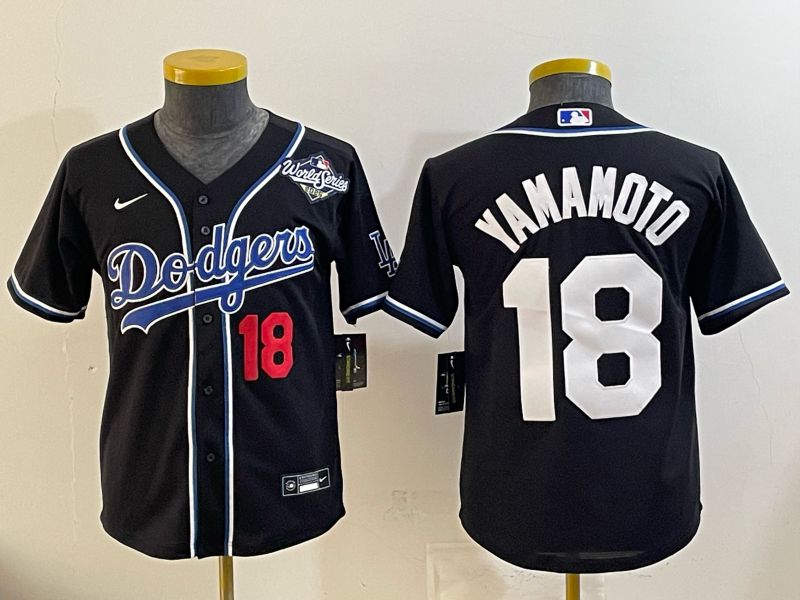 Youth Nike 2026 Los Angeles Dodgers #18 Yamamoto Black Game MLB Jersey 092